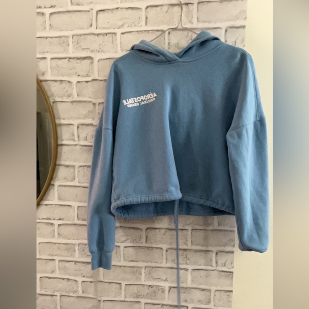 Aéropostels baby blue cropped hoodie only worn once